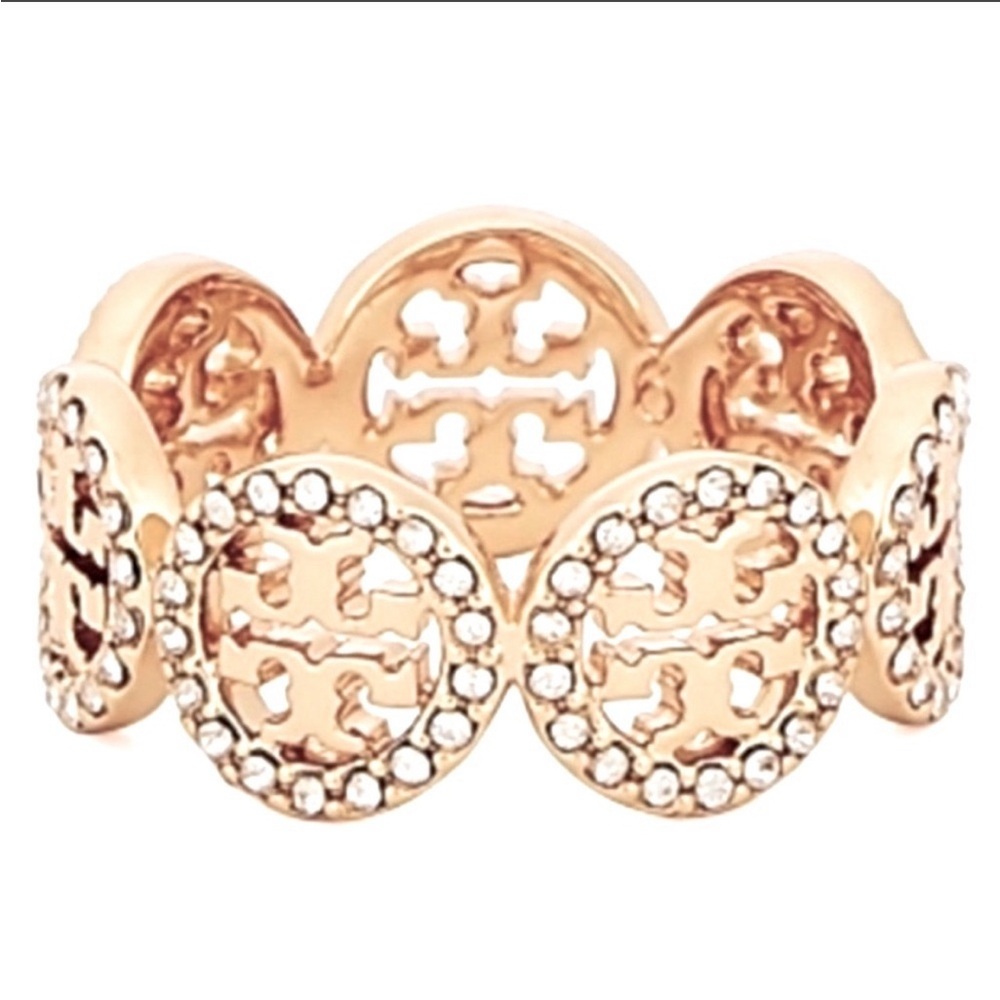 Tory Burch gold pave Logo Ring - Picture 1 of 7